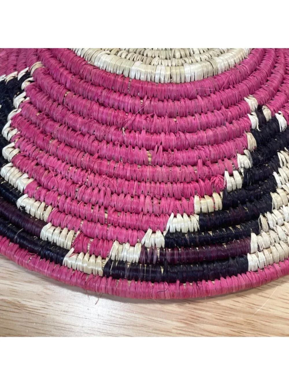 Set of 3 East African Colorful Coiled Baskets Bowls Structured Wall Art
